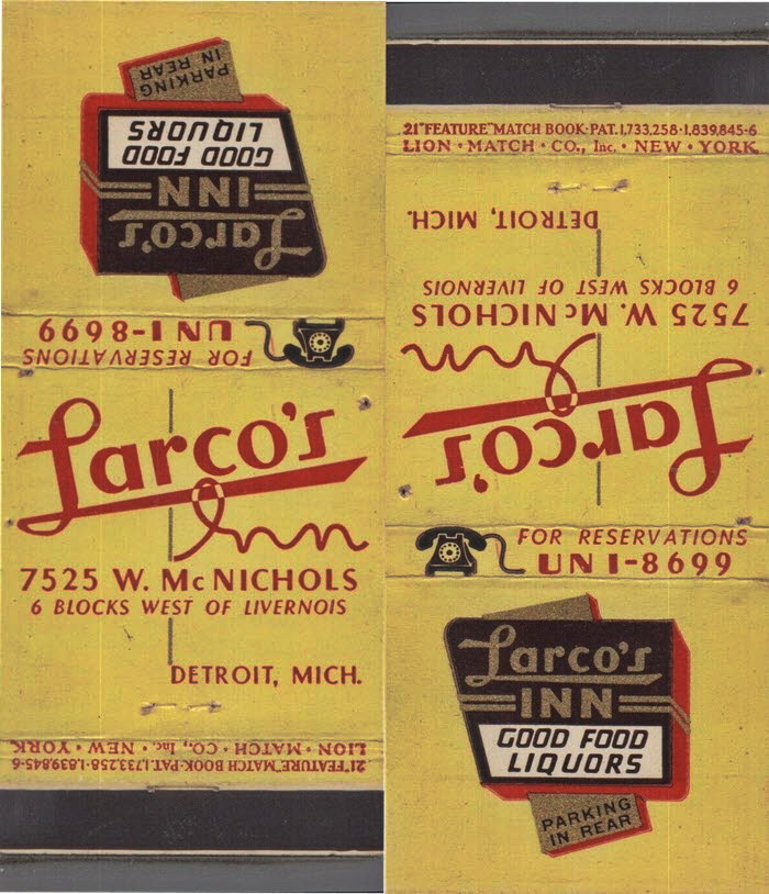 Larcos Inn - Matchbook